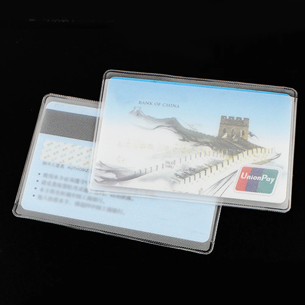 

12pcs Bus Card Holders Clear Pvc Transparent Cover For Bank Identity Membership Meal Cards Lightweight Organizer