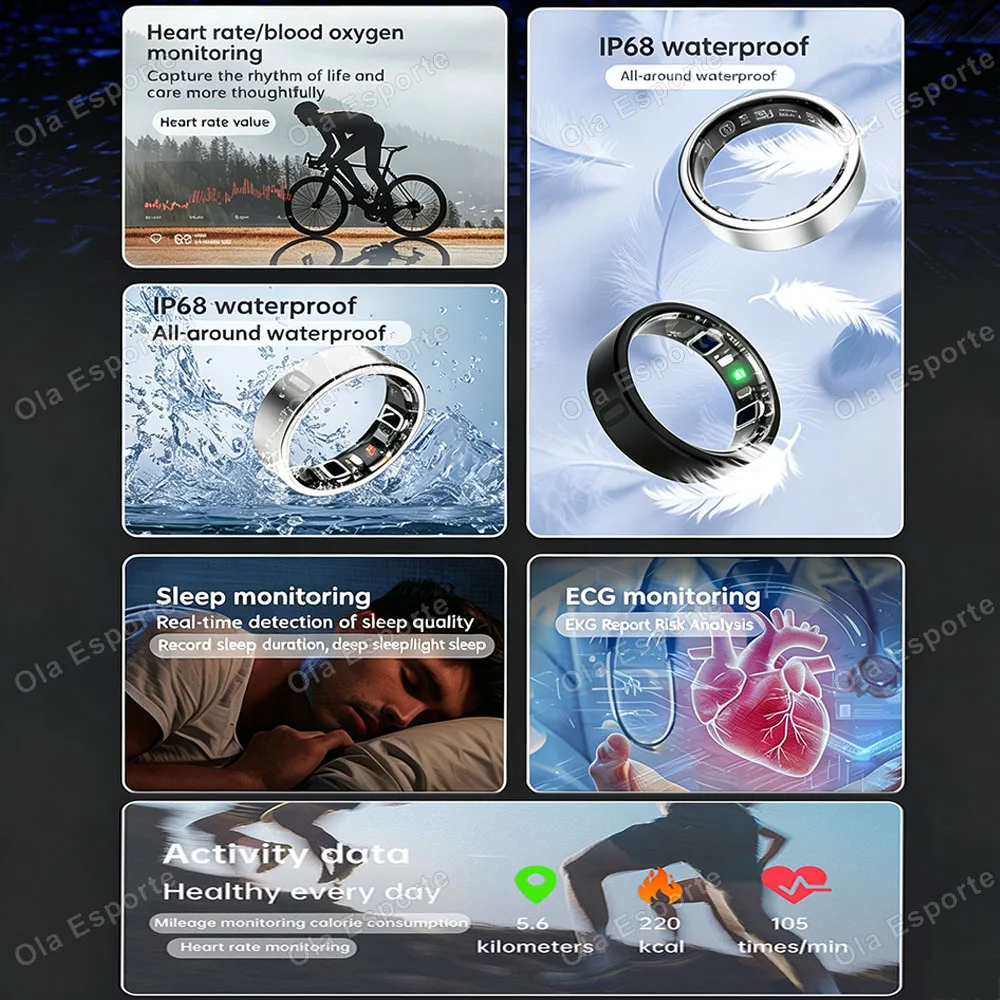 2026 New Smart Ring with Charging Case and Touch Buttons, Electrodermal Activity (EDA) Monitoring Multiple Sports Mode Ring R11C