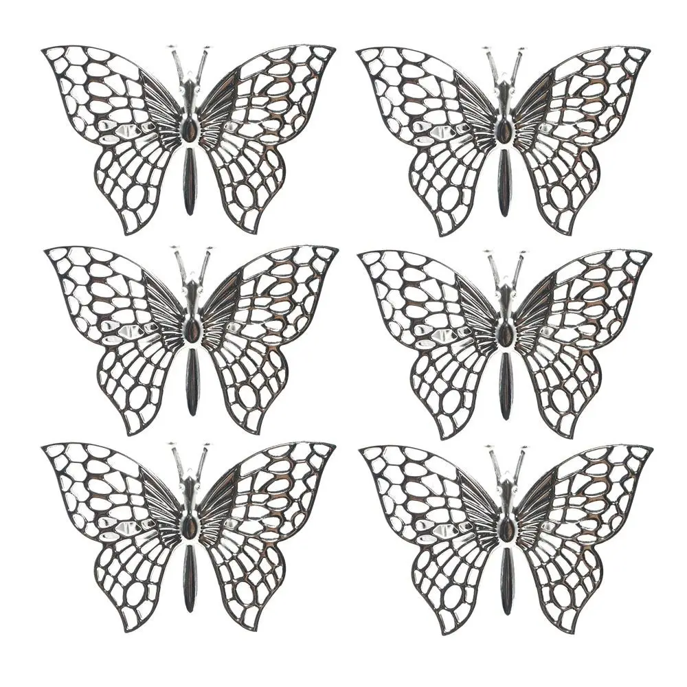 1/6pcs Iron Napkin Ring Gold/Rose Gold/Silver Butterfly/Hollow Decorative Napkin Clasp Hollow Butterfly Napkin Ring Groggery