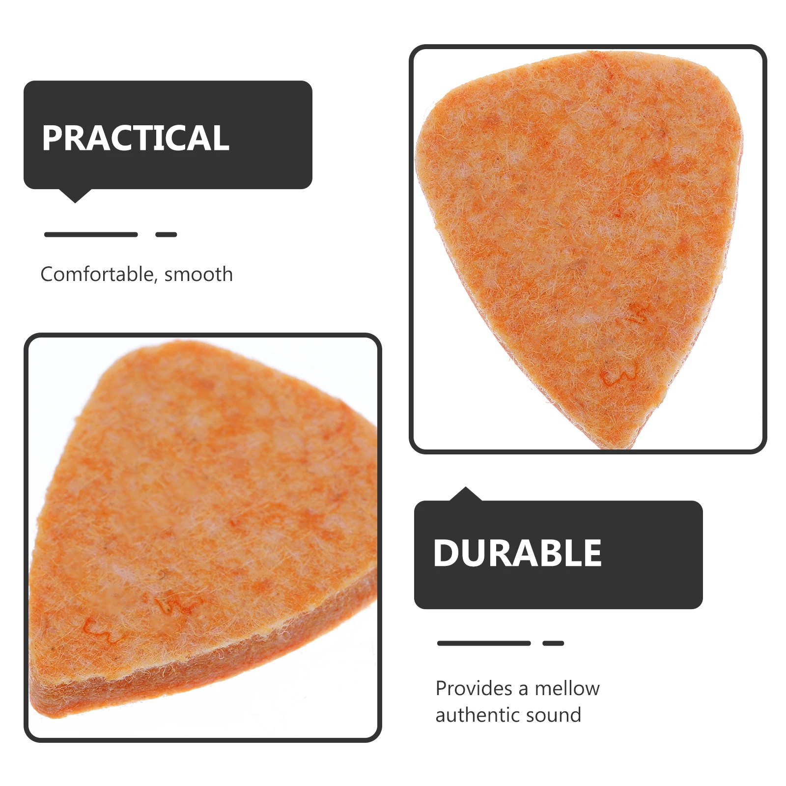 

10Pcs Felt Picks for Ukulele High Grade Wool Cotton Felt Mellow Sound Plectrums Non-Scratch for Low Strings