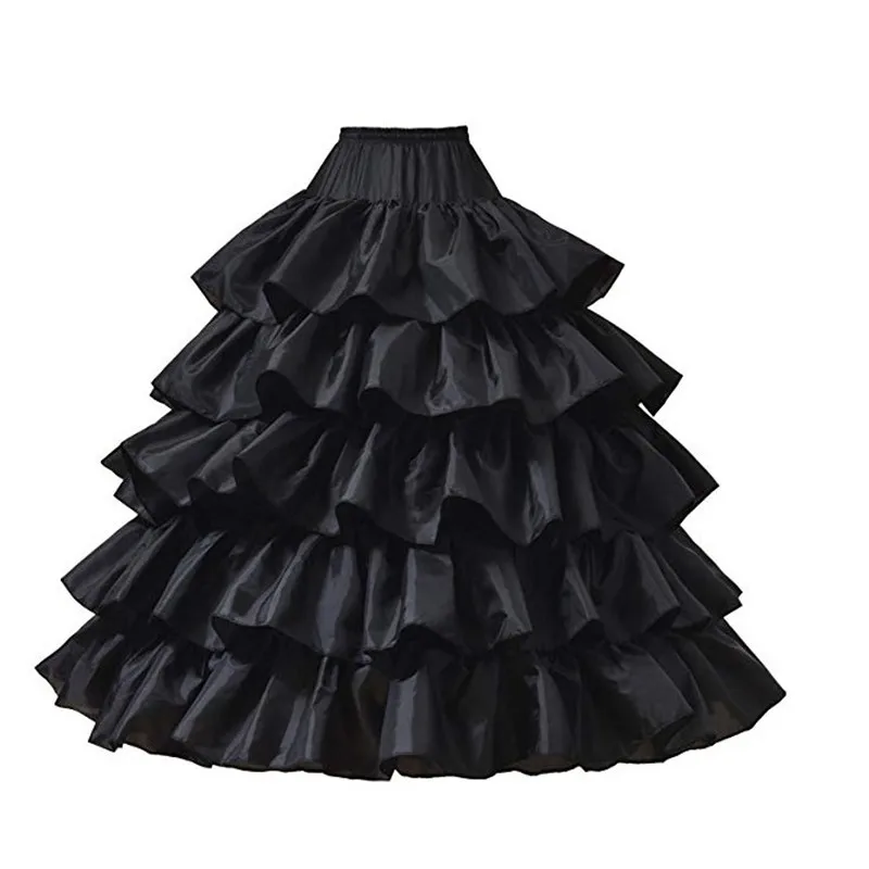 Mode Dame Pettiskirt 4 Hoop 5 Lagen Tule Lange Rok Petticoat Zachte Bruiloft Prom Kleding Onderrok Crinoline Lange Petticoat