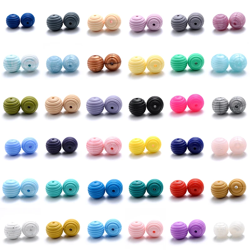 

10Pcs/Lot 15mm Baby Silicone Beads Teethers for 4-6 Months Spiral Food Grade Silicone Teething Pacifier Chain Necklace Making