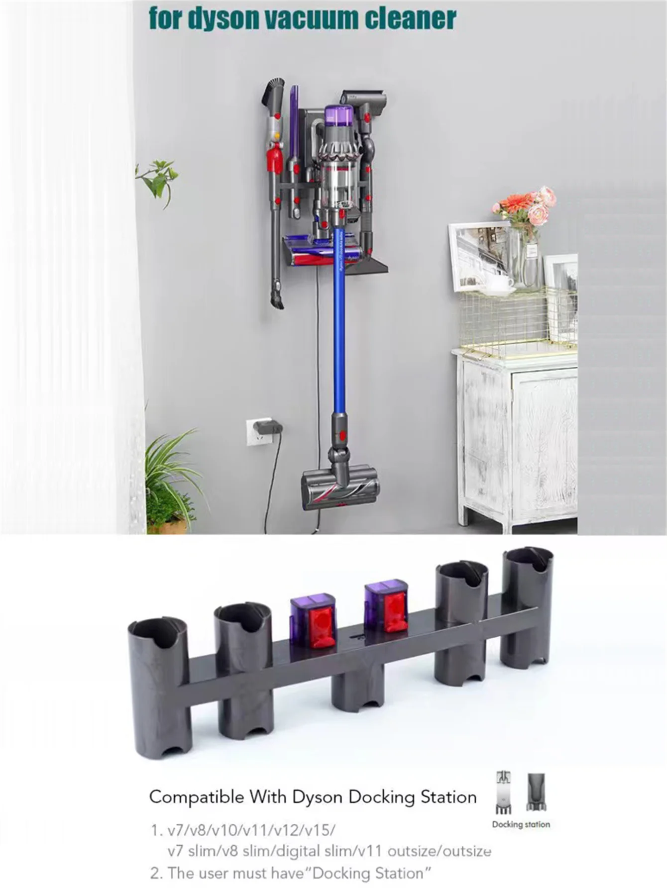 Suitable For Dyson V7 V8 V11 V12 V15 Vacuum Cleaner Head Storage Bracket V10 Lightweight Version Expansion Hanging Mount