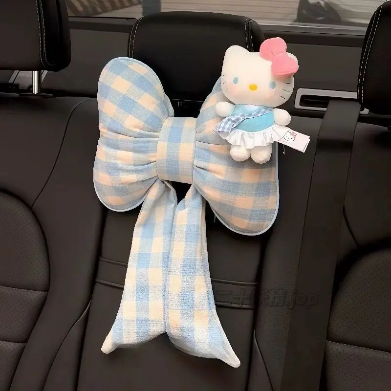 

Sweet Hello Kitty Anime Kawaii Sanrio Car Headrest Neck Guard Cute Cartoon Soft Car Seat Cushion Pillow Pendant Gifts Toys