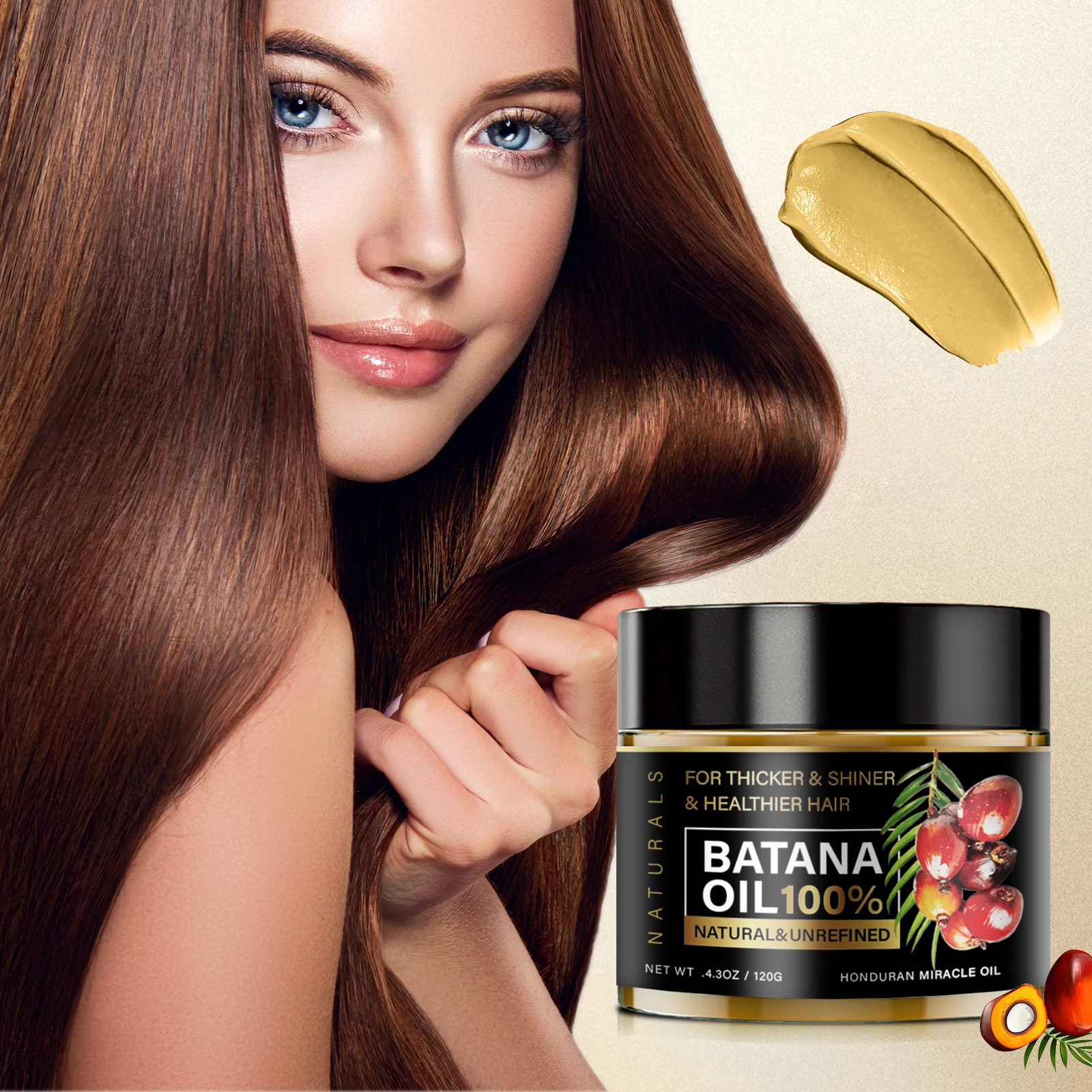 

Raw Batana Oil for Hair Health 100% Natural Moisturizes Strengthen Hair Roots Prevent Hair Loss Increase Hair Smoothnes 120g