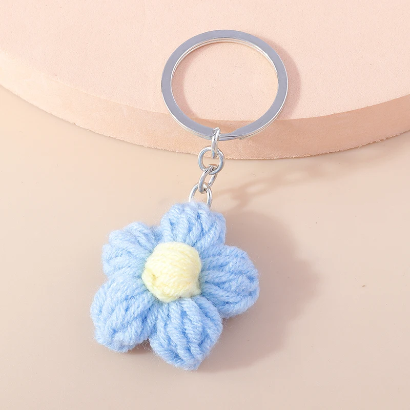 Aihua Heiße Neue Handgemachte Gestrickte Schlüsselbund Schlüsselring Für Frauen Mädchen Nette Gehäkelte Blume Anhänger Auto Schlüssel Ring Handtasche Charme Geschenke – Detail 12