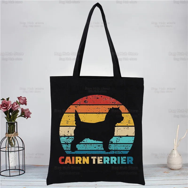 A vida é melhor com uma Sacola Cairn Terrier para as Mulheres, Bolsa de Compras Eco, Bolsa de Ombro Grande, Bolsa de Compras Dobrável