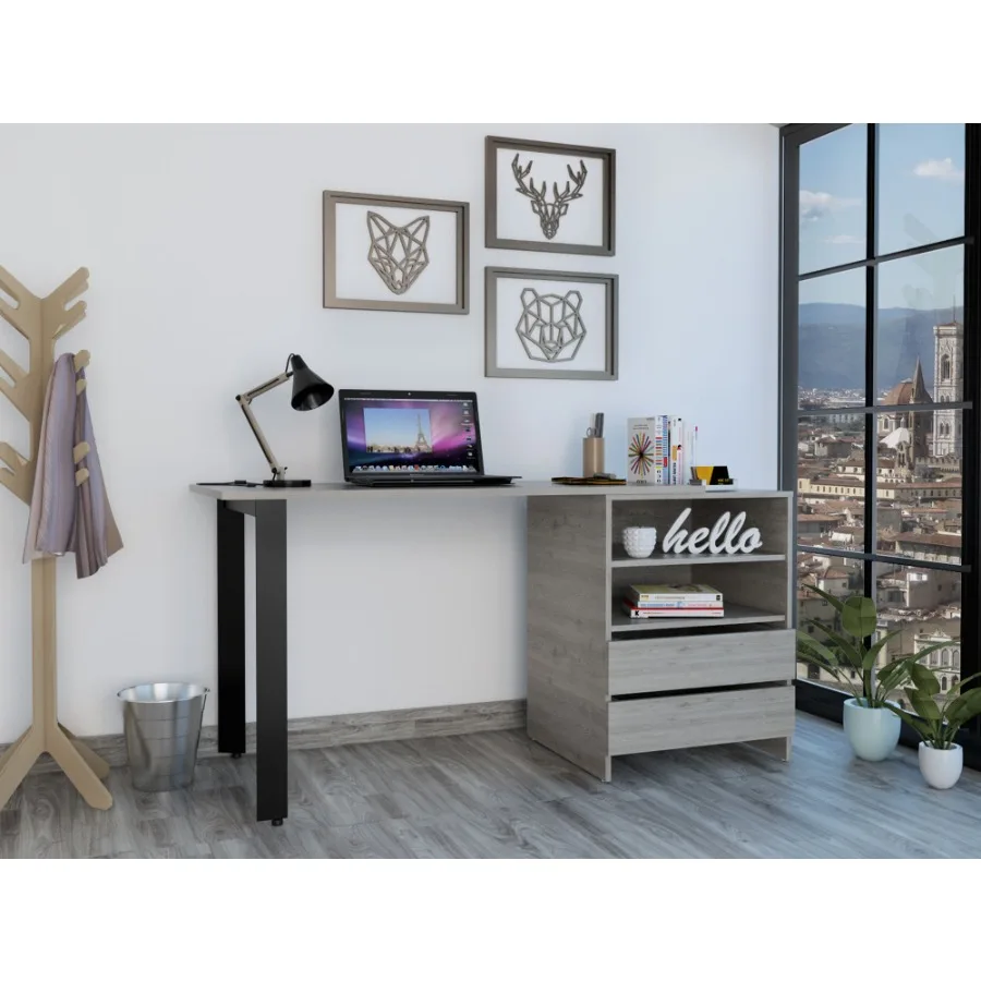 

Light Gray 2Drawer 2Shelf Writing Desk