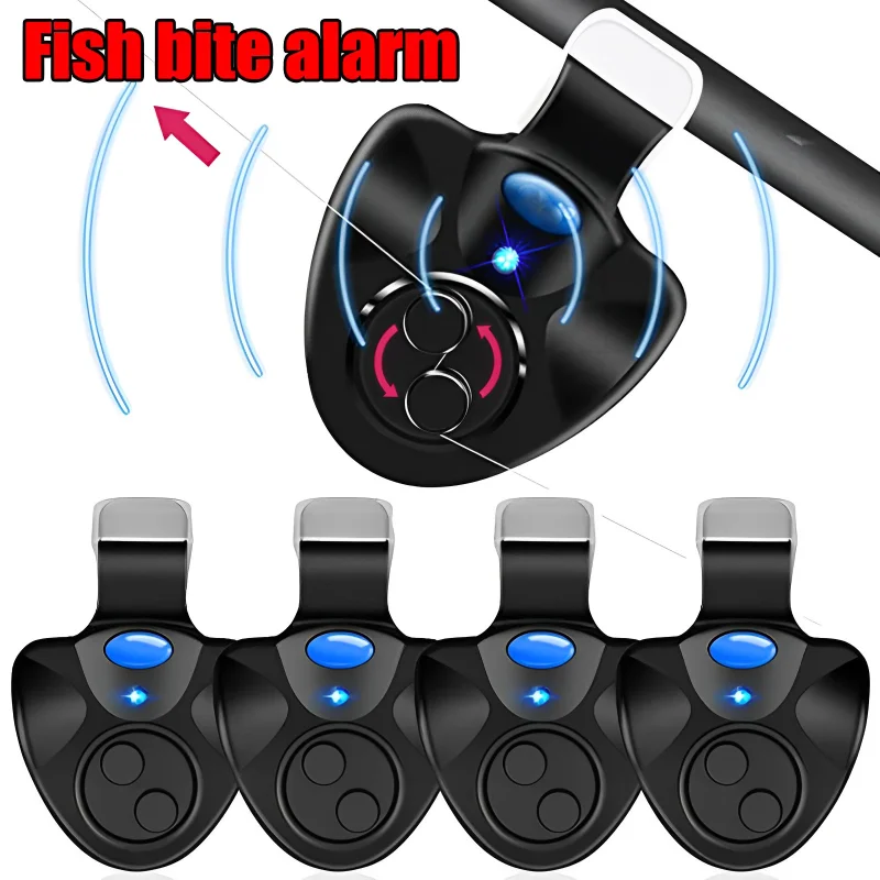 

Fishing Bite Alarm Loud Sound Clip on Fishing Rod Alarm Bell Night Fishing Smart Reminder Electronic LED Light Tackle Tools