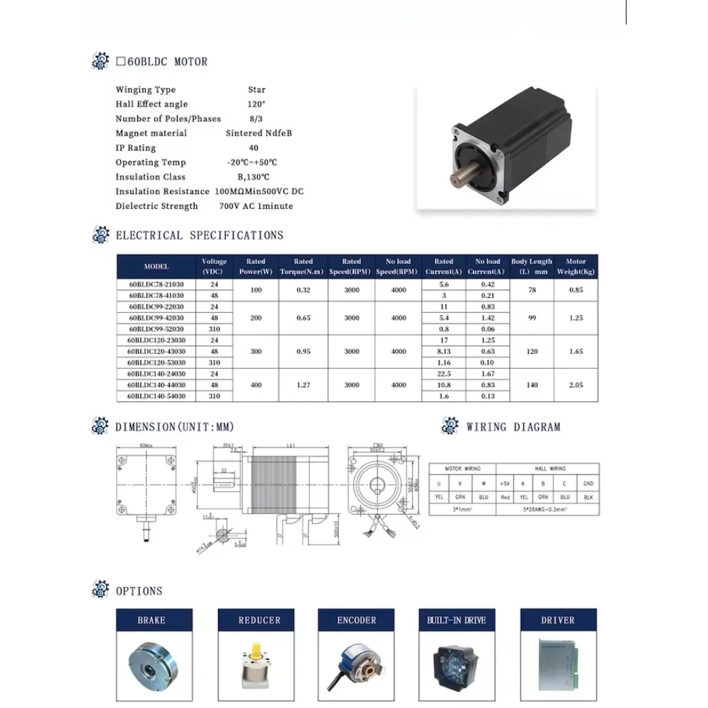 High-quality high-speed 60bldc motor 24V 48V 310V 400W 3000RPM brushless DC motor for automatic production line coffee machine