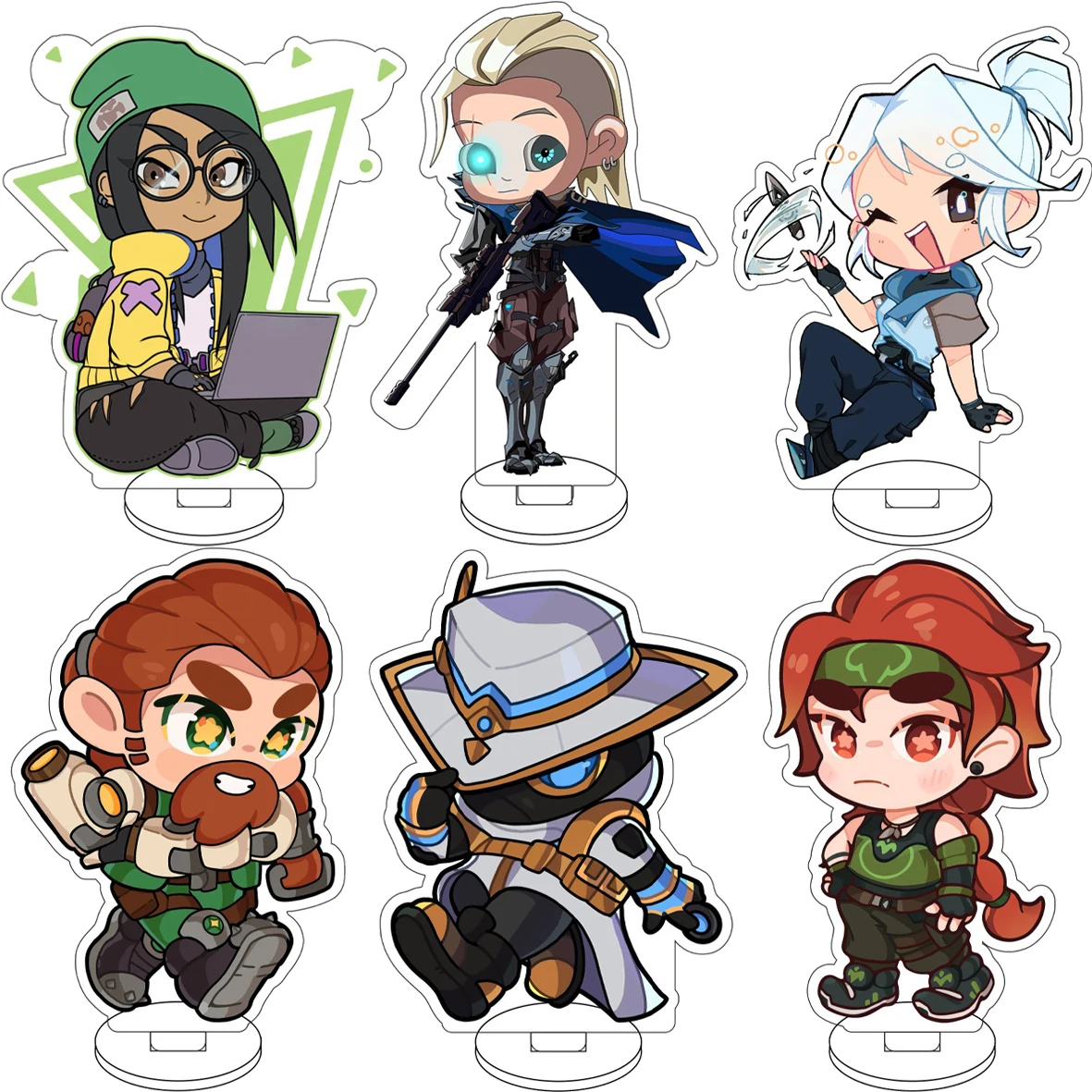 10CM Anime Game VALORANT Cos Breach Omen Reyna Skye Neon Killjoy Sage Raze Jett Figure Acrylic Stand Cute Gifts Ornaments