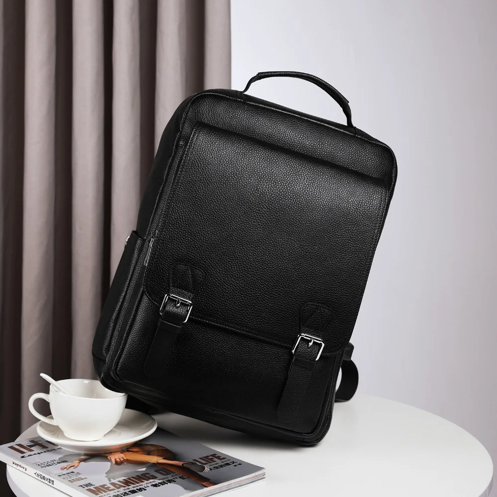 Nouveau cuir véritable grande capacité couche supérieure peau de vache sac pour hommes sacs d'école pour adolescents voyage d'affaires sac à dos pour ordinateur portable hommes