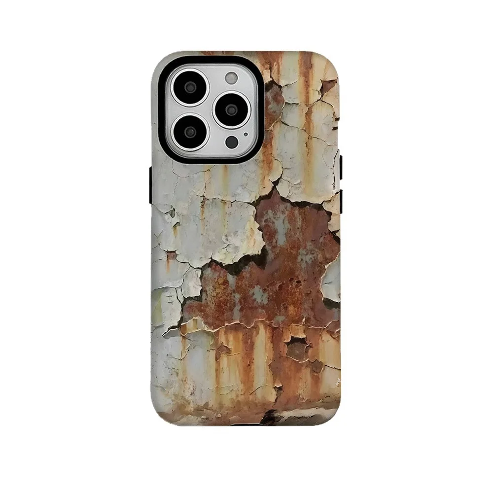 Ins Korean Broken Rust Wind Case for IPHONE 17 16ProMax 15 14 13 12 11 PRO Plus Acrylic TPU Two in One Magnetic Phone Cases