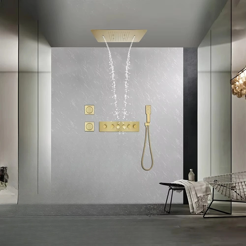 Ceiling Shower System Surround Mixer Set Wall-Mounted Rain Shower Head From Ceiling with Hand Held Set Large Size for Villa