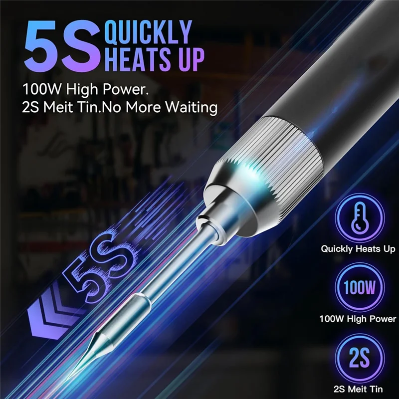 ABHU 100W High Power Mini Soldering Iron,Usb Soldering Iron, Soldering Iron Accurate 60-450°C, Welding Pen 2S Fast Heating