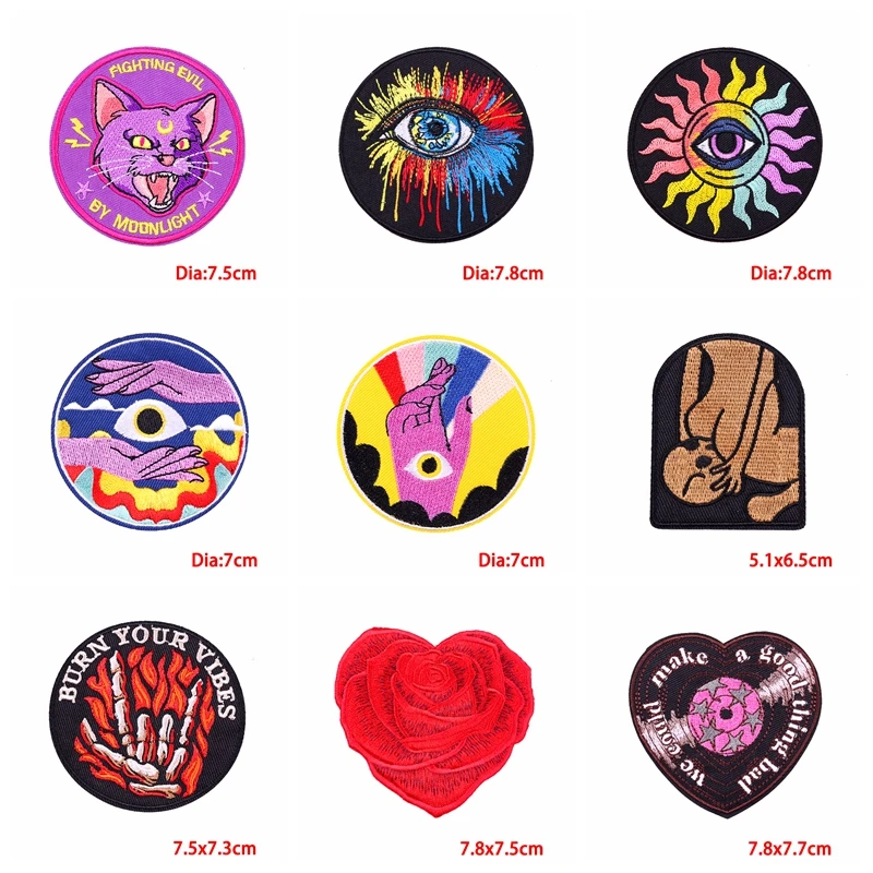 Parches termoadhesivos bordados punk de ojos y calaveras terror - imagen 5