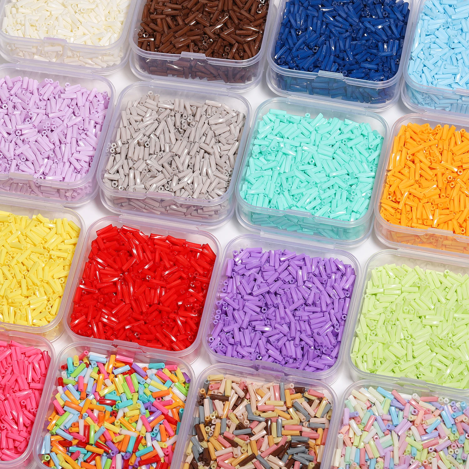 500pcs 6mm Colorful Glass Line Threaded Spiral Tube Shape Czech Seed Beads for DIY Bracelet Jewelry Handmade Making Accessories