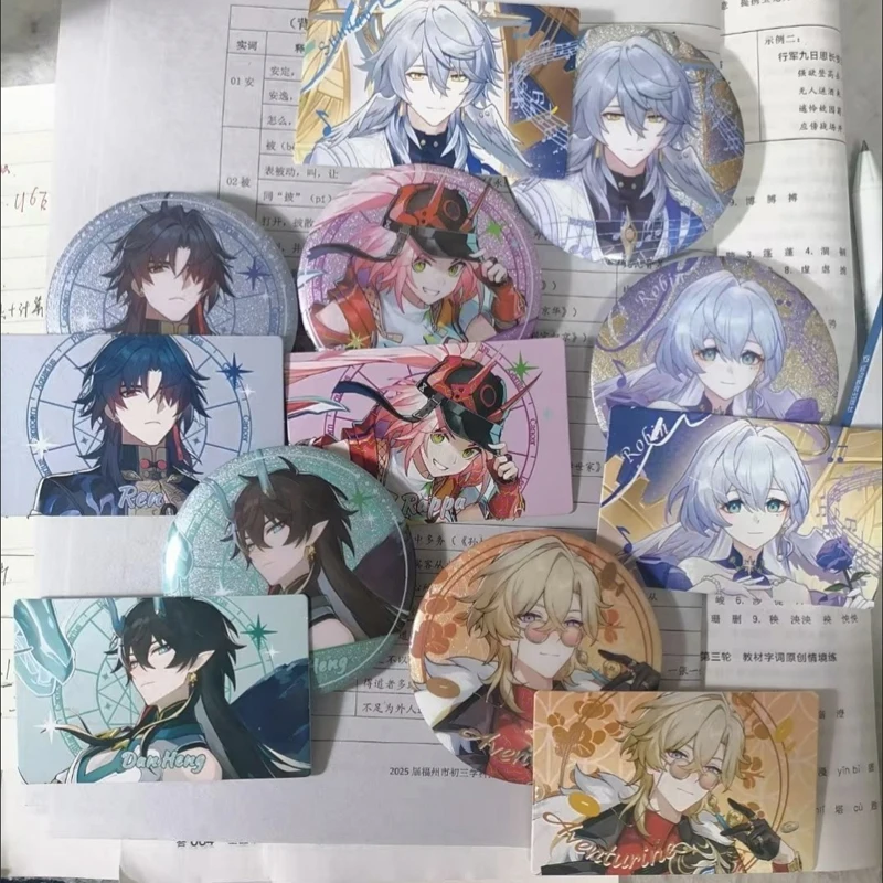 6 шт. Honkai:Star Rail лазерная карта брошь Pin Stelle Caelus Sunday Robin Tingyun Aventurine Kakavasha косплей значок украшение