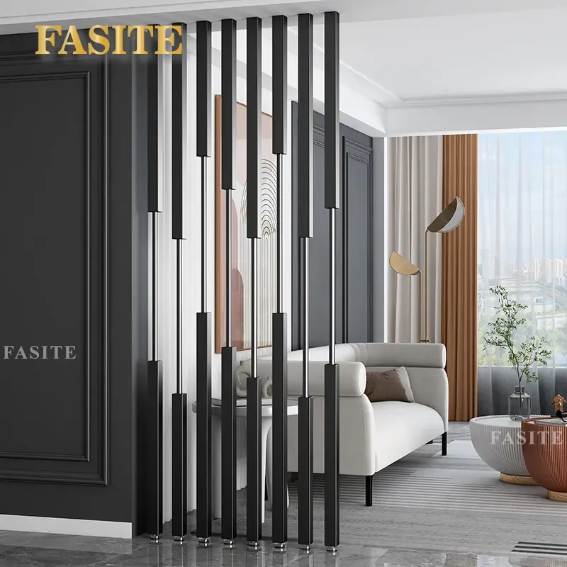 For Living Room Entrance Minimalist Wrought Iron Column Screen No Punching Partition Wall Facing Door Blocking Light Luxury