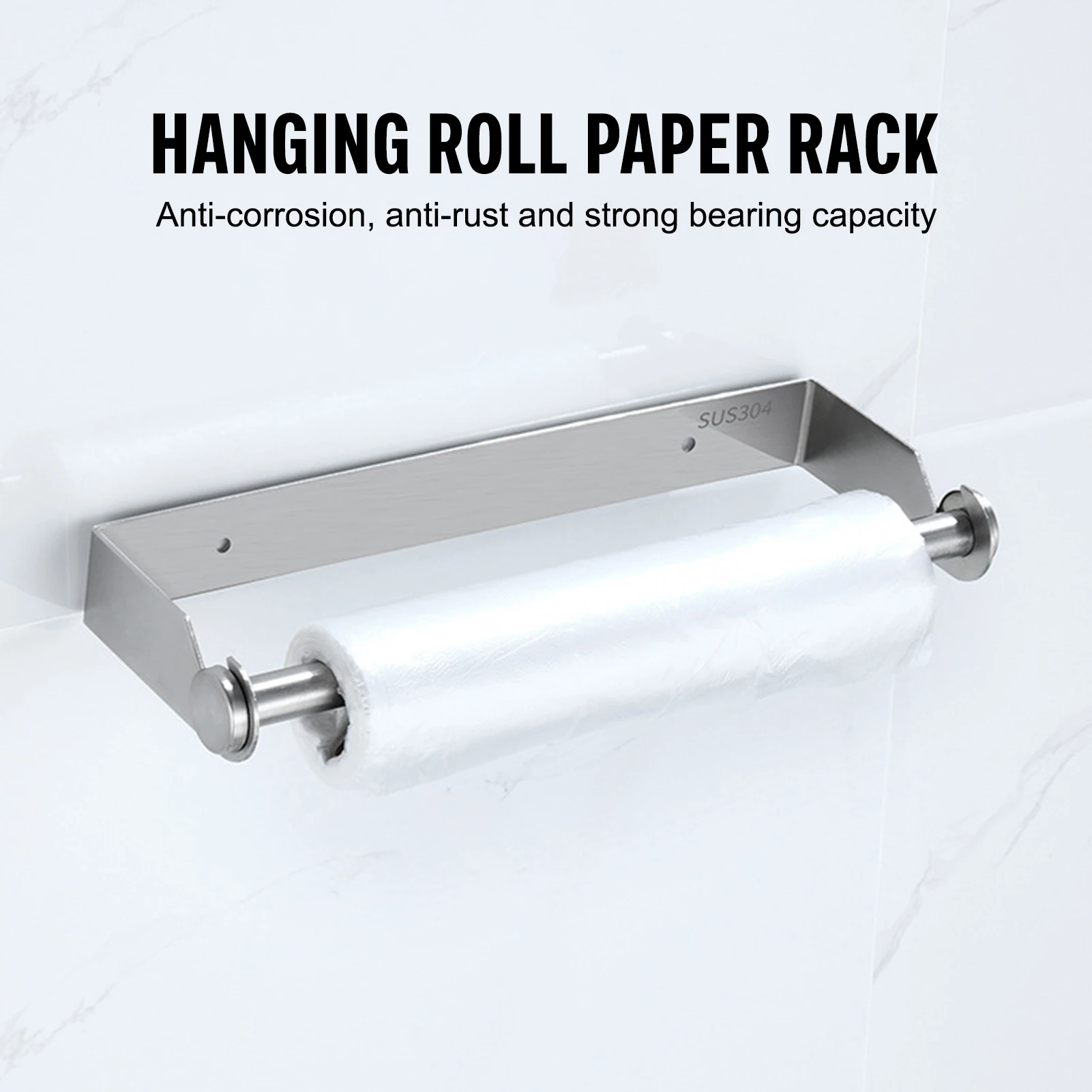 

Stainless Steel Cling Film Paper Holders Kitchen Paper Towel Storage Rack Organizer for Home Kitchen Countertop