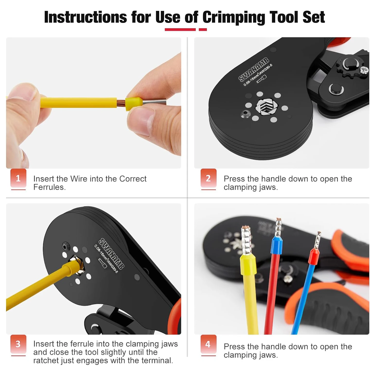 Imagem -02 - Auto-ajuste Hexagonal Fio Virola Crimpagem Tool Kit Crimper Grupo Terminais End Hsc8 166 0.0816 Awg305