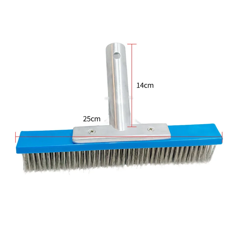 Stainless Steel Bristle Pool Brush Head 10 Inch Aluminum Back For Inground Above Ground Pool Debris Removal Cleaner
