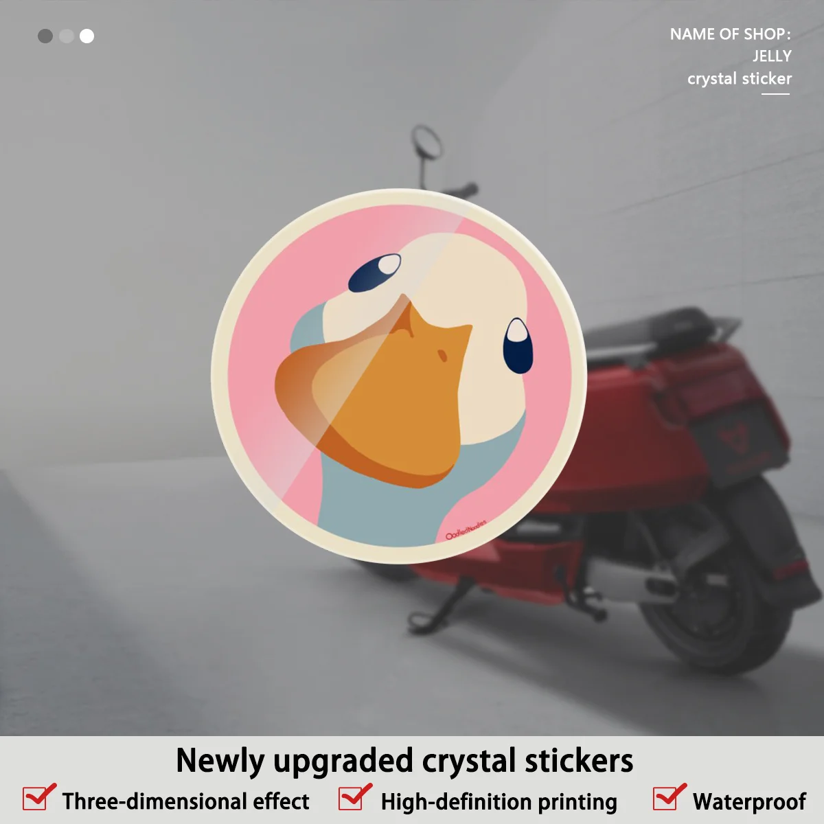4Pcs/set Duck With Crystal Logo Vinyl Stickers, Waterproof Decals for Car Bumper Auto Decor & Party Gifts