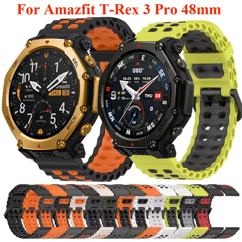 Zweifarbiges Silikonarmband für Amazfit T-Rex 3 Pro 48 mm Sportband für Amazfit Bip 6 5/Helio/Cheetah Round/Balance 2/GTR 4 3 2 47 mm