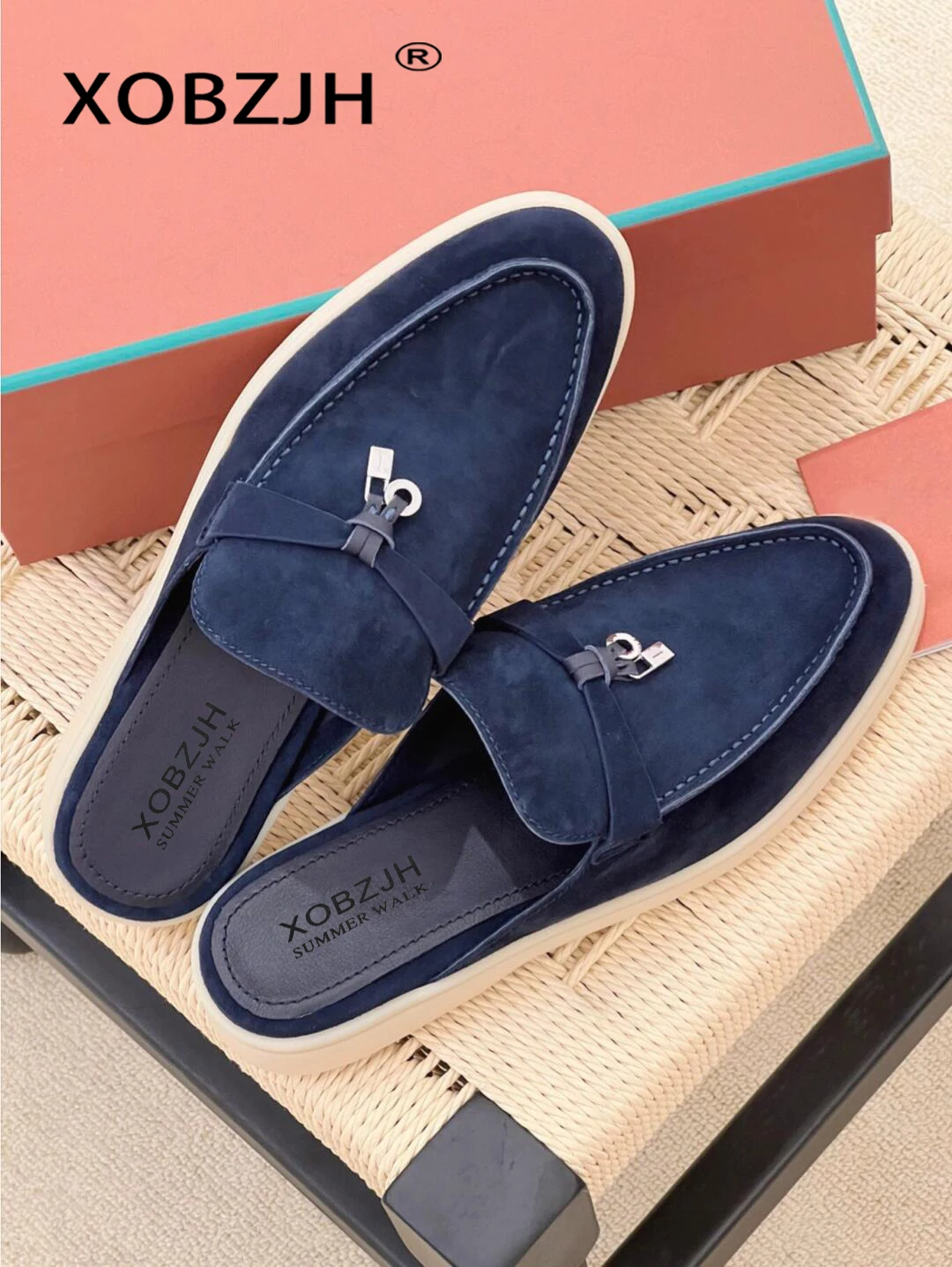 Summer Walk Shoes High Quality Comfortable Loafers Slippers for Women 2023 Classic Leather and Fabric Feel Sandals Men