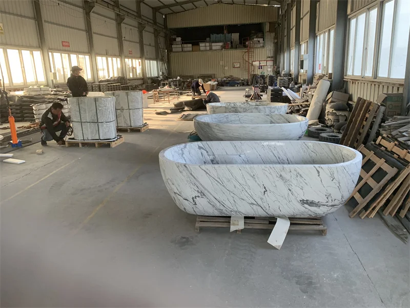 #￥Natural White Marble Oval Bathtub Whirlpool Stone Hot Tub Freestanding Modern Hotel Apartment Villa Bathroom Custom