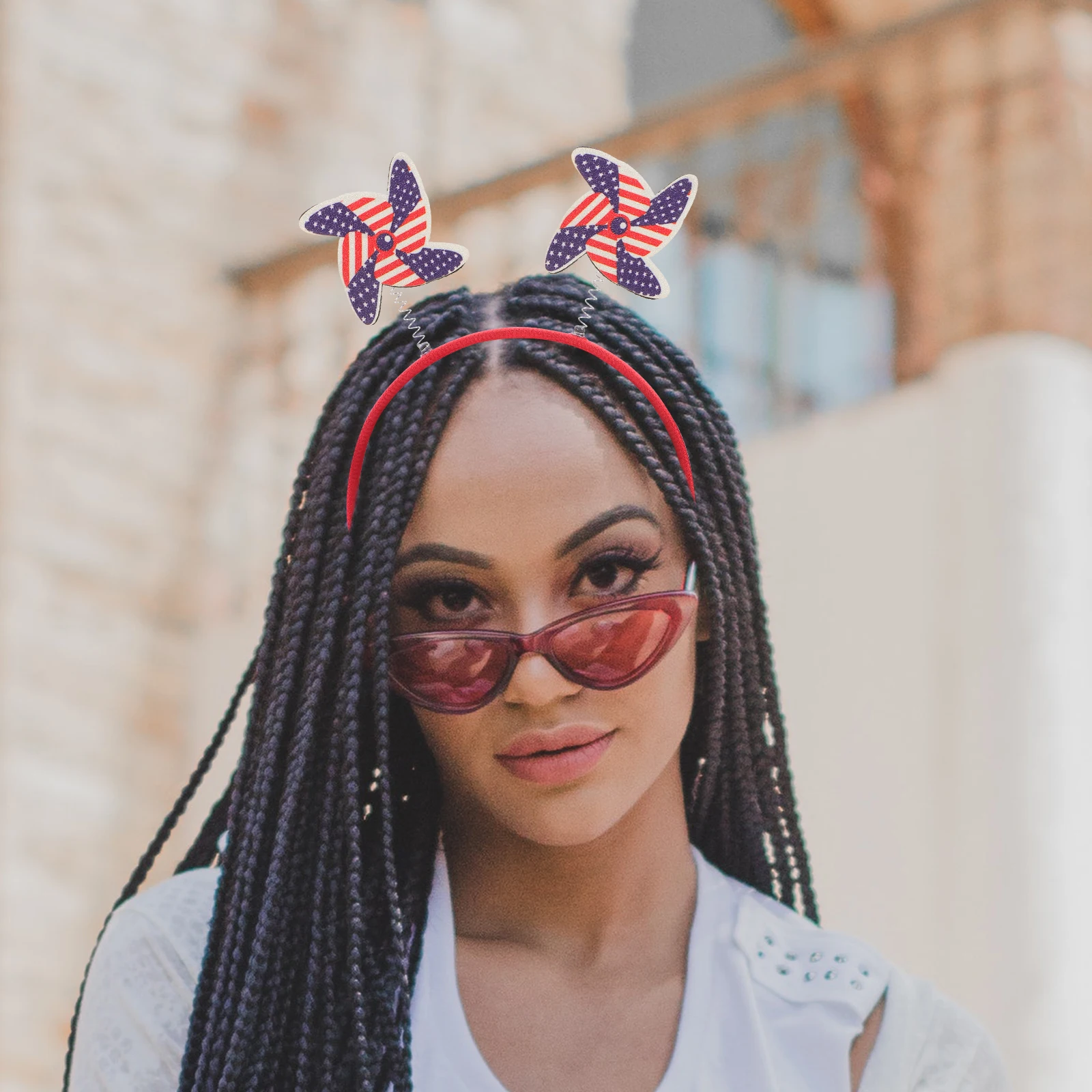 

Head Bands Windmill Headdress Fourth of July Headband Women American Flag Hairband Independence Day Element Miss