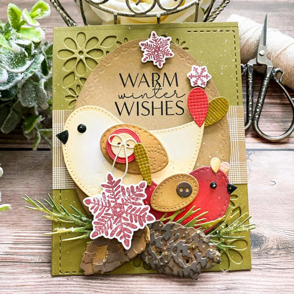 Szczęśliwa bogini wykrojniki do metalu świąteczne ptaki Diy Scrapbooking Album fotograficzny dekoracyjne tłoczenie kartki papierowe rzemiosło