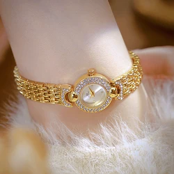 Women Bracelet Watches Luxury Brand Dress Quartz Small Dial Gold Ladies Wrist Watches Rhinestone Gold Watches For Women Dropship