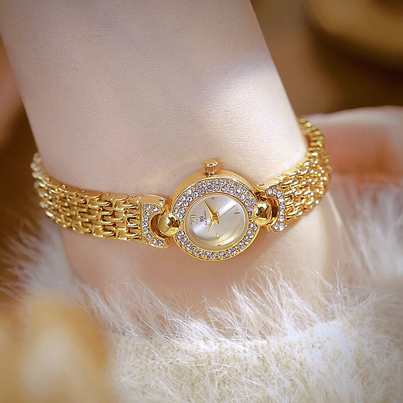 Women Bracelet Watches Luxury Brand Dress Quartz Small Dial Gold Ladies Wrist Watches Rhinestone Gold Watches For Women Dropship