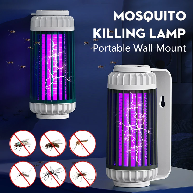 Portable Electric Mosquito Killing Lamp USB Rechargeable LED Light Trap Fly Bug Insect Zapper Killer Room Pest Control Repellent