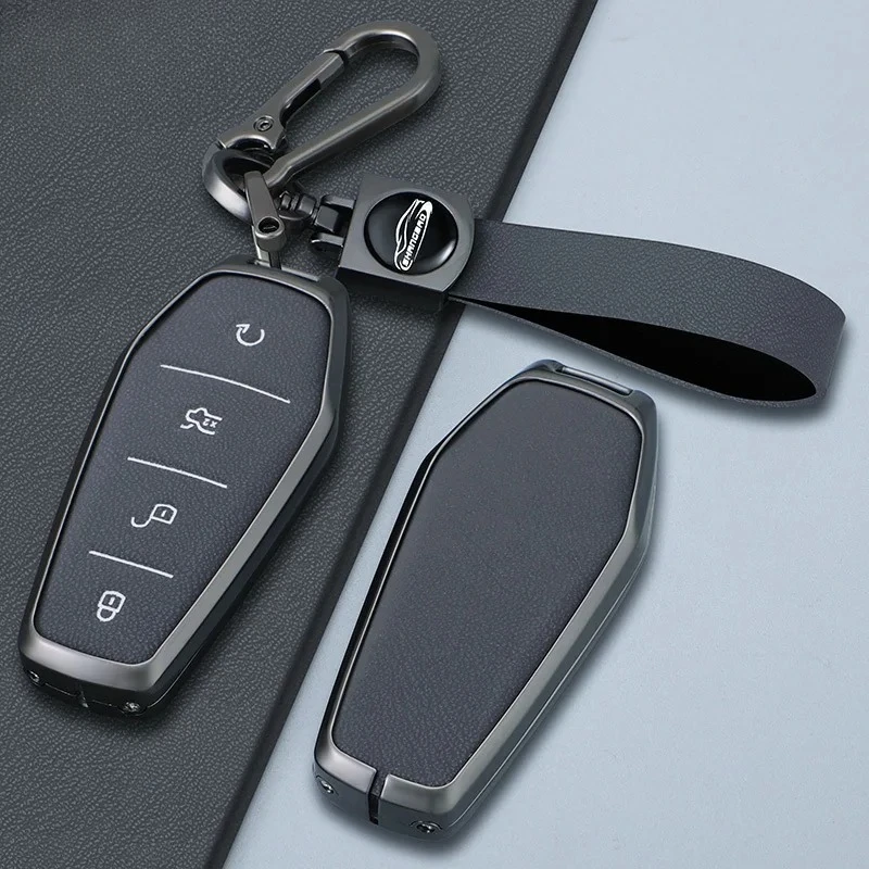 

Car Zinc Alloy Leather Key Case Holder Cover For BYD Atto 3 Han EV Dolphin Durable Second Song Pro Tang Dm QIn PLUS MAX Yuan
