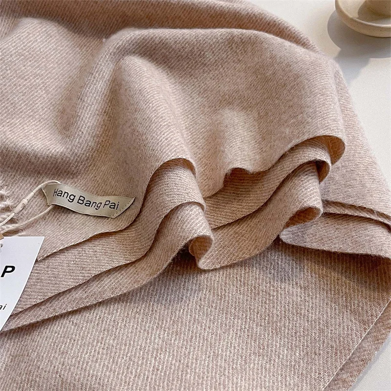 New Winer Warm Cashmere Scarf for Women Fashion Solid Thick Blanket Pashmina Shawl Wrap Female Bufanda Echarpe Foulard 2024