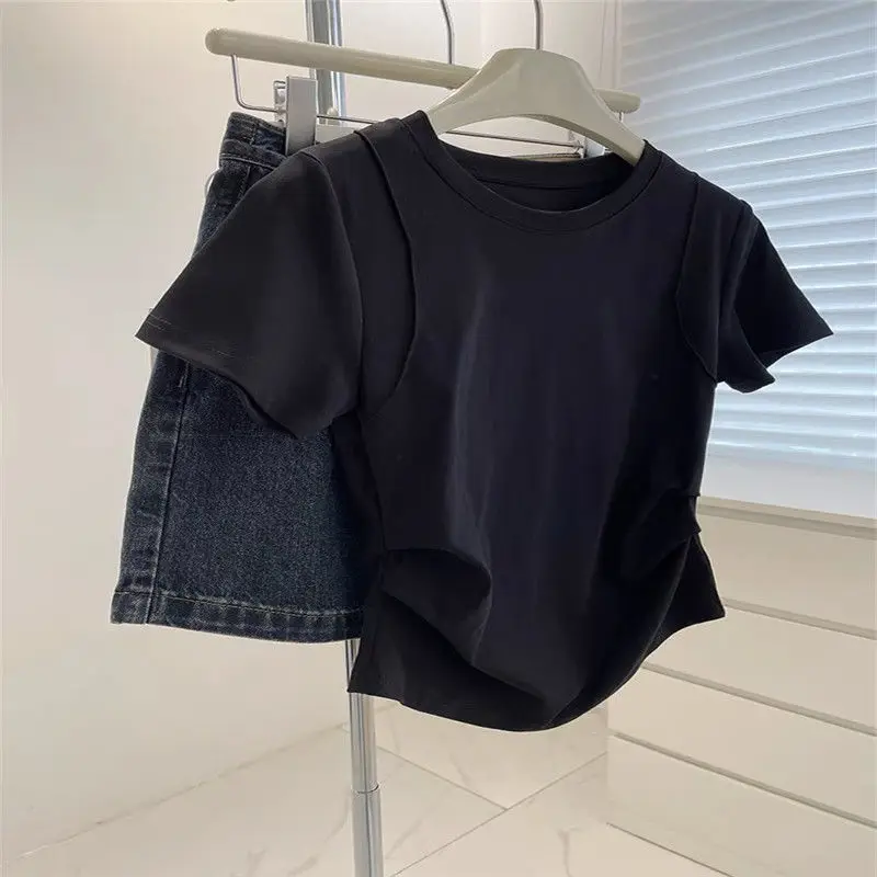 Nice Femme Summer Korean Trend Shirring Solid Color Large Size V-neck Short Sleeve Women Clothes All-match Appear Thin Bright Li