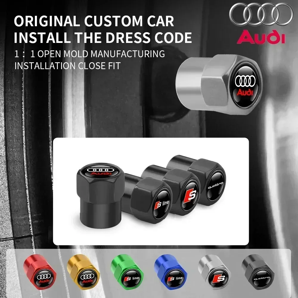 

4PCS Metal Auto Wheel Tire Valve Stem Caps Cover For Audi SLine A3 A4 A5 A6 A7 A8 Q2 Q3 Q5 Q7 Q8 S3 S4 S5 S6 S7 S8 RS3 RS4 RS5
