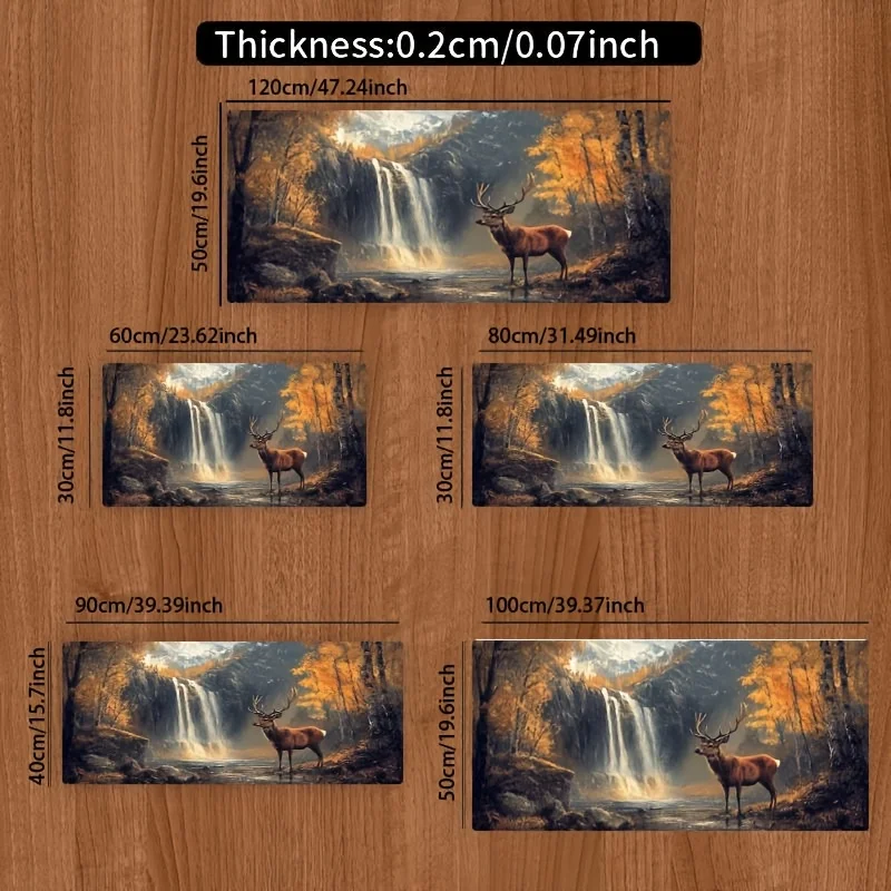 CIFBUY Large Gaming Mouse Pad Autumn Waterfall Deer Non-slip Washable Rubber Base Oversized Desk Mat Office Computer Decoration