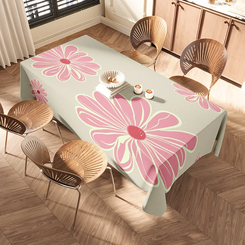 Floral Printed Tablecloth Extra Large Size Decorative Kitchen Table Cover for Dining Room Set 54 x 108, Pink Green Floral Design