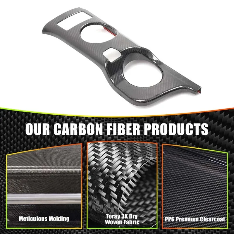 Real Carbon Fiber For Nissan 400Z Car styling car center console cup holder panel decorative sticker car protection accessories