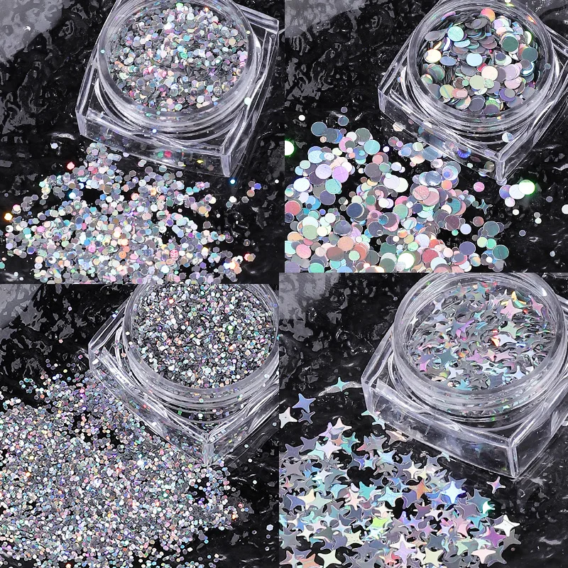 Decorazione in polvere Glitter per unghie per unghie natalizie Art Flash paillettes riflettenti per creatività Manicure Chunky Flakes Ornaments