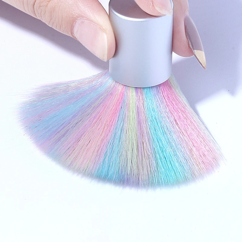 Protable Mini Color Nail Brushes Nail Scrubbing Dusting Short Handle Mushroom Cleaning Dust Brush Manicure Women Nail Tools