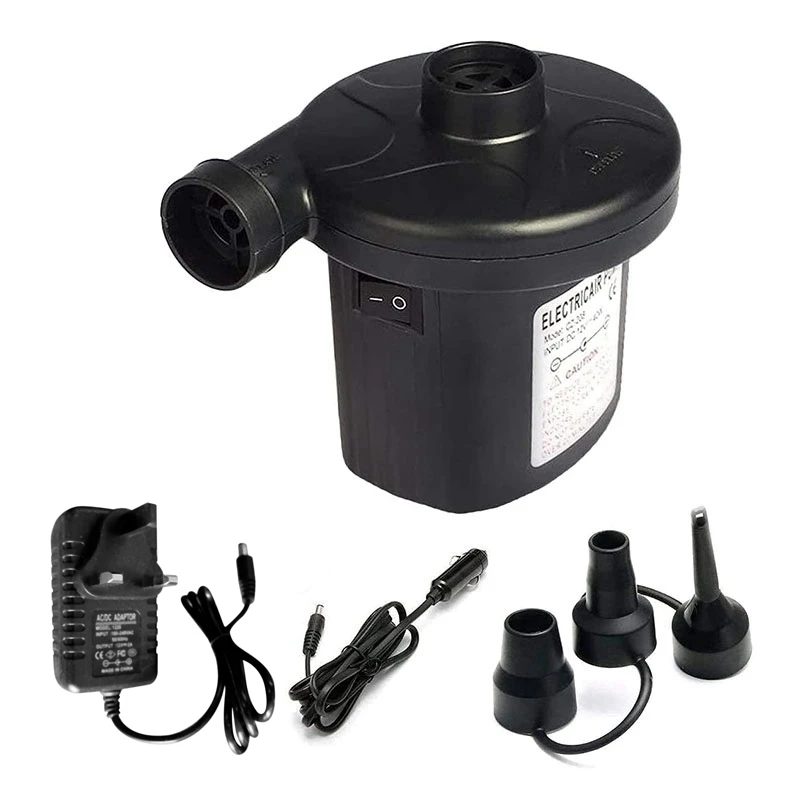 ELOS-Electric Pump for Inflatables, Quick Air Pump with 3 Nozzles for Inflatable Couch UK Plug