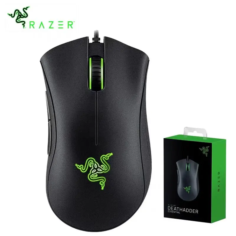 Razer Deathadder Essential Purgatory Viper Green Light 6400 Mouse Office Home Holiday Presents Christmas Presents