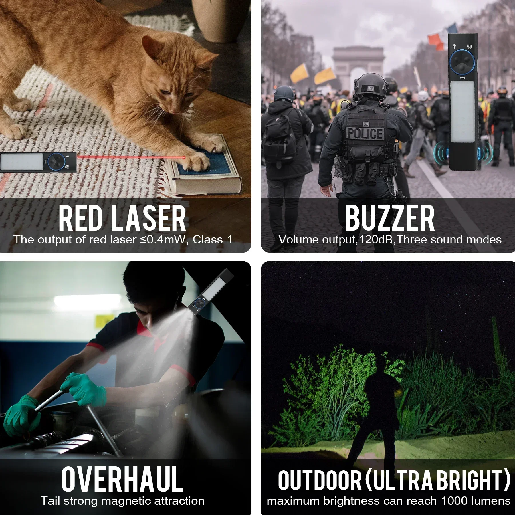 YC8001 1000LM مصباح يدوي EDC صغير، شعلة LED قابلة لإعادة الشحن مع مشبك قلم ومغناطيس وجرس، ضوء سلسلة مفاتيح للتخييم في حالات الطوارئ #5