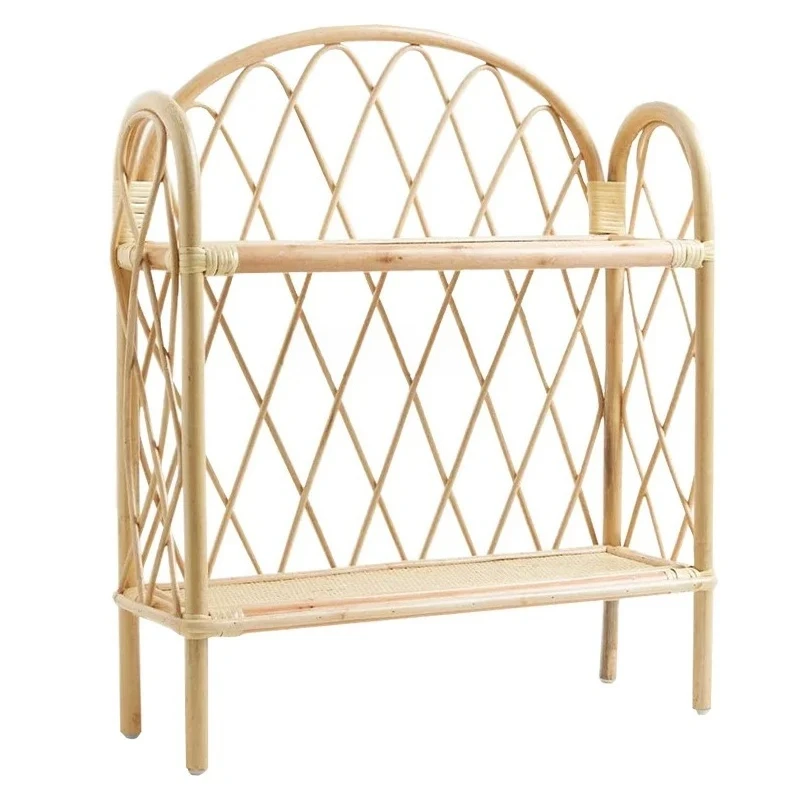 

X188Modern Simple Handmade Rattan Southeast Asian Shelf Organize and Storage Bookshelf Floor Shoe Rack Living Room Home