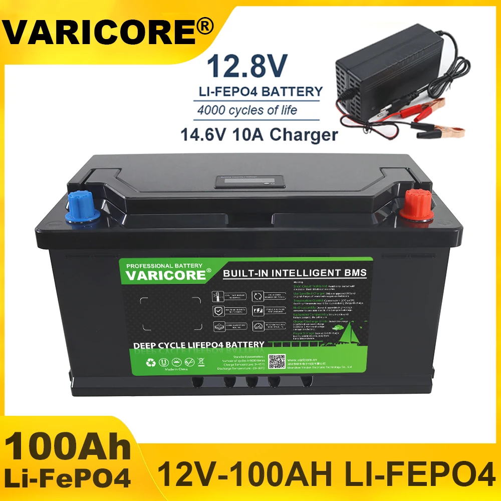 VariCore 12 V/12.8 v 100AH LiFePO4 accu 4 string BMS Max 300A 6000 Cycli voor Auto lichter Golf auto 14.6 V Batterijen Belasting Gratis