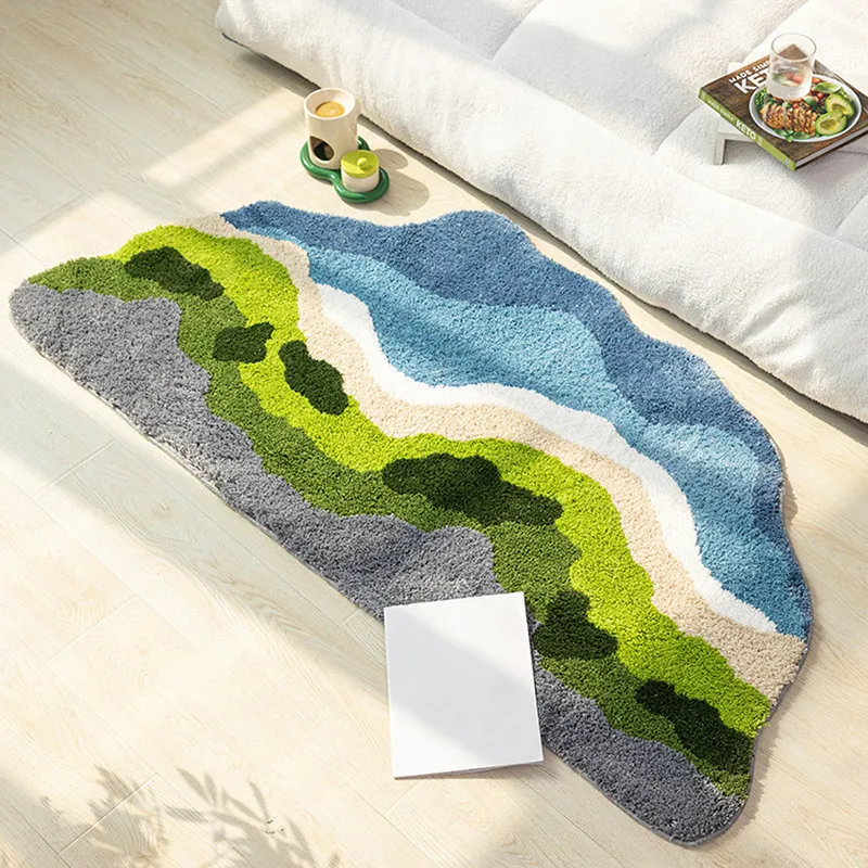 

Home Soft Shaggy Carpet Bedroom Nordic Green Sofa Coffee Table Floor Mat Decorative Rugs Living Room Kids Crawling Tatami